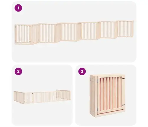 Suņu Vārti Ar Durvīm, Salokāmi, 12 Paneļi, 960 Cm, Papeles Koks Vidaxl