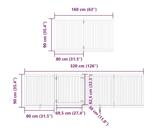 Suņu Vārti Ar Durvīm, Salokāmi, 12 Paneļi, 960 Cm, Papeles Koks Vidaxl