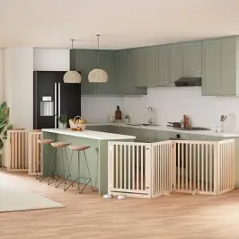 Suņu Vārti Ar Durvīm, Salokāmi, 12 Paneļi, 960 Cm, Papeles Koks Vidaxl