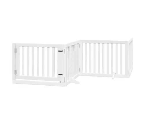 Kokkupandav Koeravärav Uksega, 6 Paneeli, Valge 480 cm Pappel