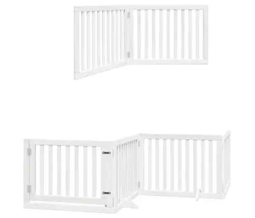 Kokkupandav Koeravärav Uksega, 6 Paneeli, Valge 480 cm Pappel