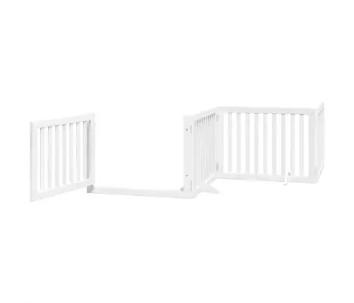 Kokkupandav Koeravärav Uksega, 6 Paneeli, Valge 480 cm Pappel