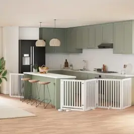 Suņu Vārti Ar Durvīm, Salokāmi, 8 Paneļi, 640 Cm, Papeles Koks Vidaxl