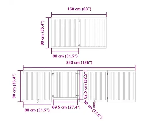 Varteliai Šunims Su Durimis, 10 Segmentų, Balti, 800cm Tuopa