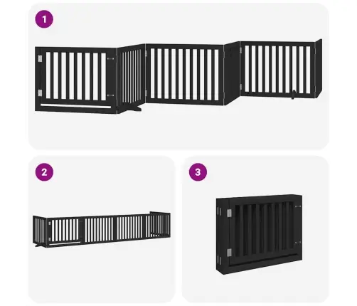 Varteliai Šunims Su Durimis, 6 Segmentai, Juodi, 480cm Tuopa