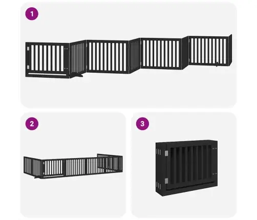 Suņu Vārti Ar Durvīm, Salokāmi, 8 Paneļi, 640 Cm, Papeles Koks Vidaxl