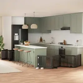 Kokkupandav Koeravärav Uksega, 10 Paneeli, Must 800 cm Pappel