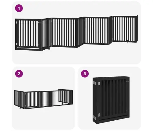 Suņu Vārti Ar Durvīm, Salokāmi, 8 Paneļi, 640 Cm, Papeles Koks Vidaxl