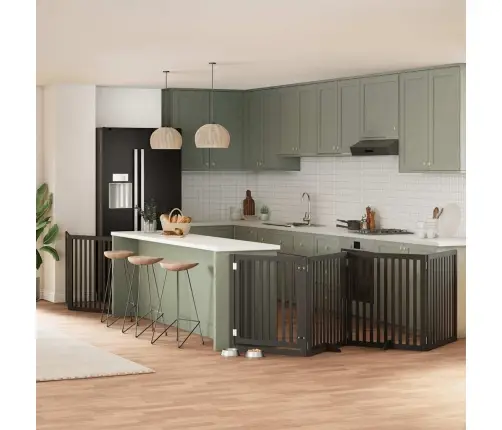 Suņu Vārti Ar Durvīm, Salokāmi, 8 Paneļi, 640 Cm, Papeles Koks Vidaxl