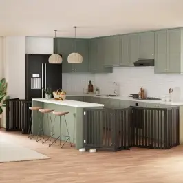 Suņu Vārti Ar Durvīm, Salokāmi, 10 Paneļi, 800 Cm, Papeles Koks Vidaxl