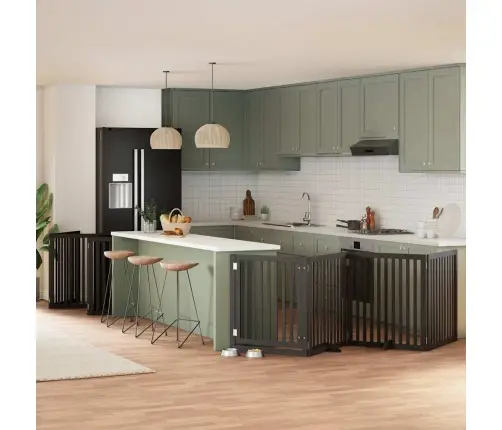 Suņu Vārti Ar Durvīm, Salokāmi, 10 Paneļi, 800 Cm, Papeles Koks Vidaxl