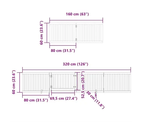 Suņu Vārti Ar Durvīm, Salokāmi, 6 Paneļi, 480 Cm, Papeles Koks Vidaxl