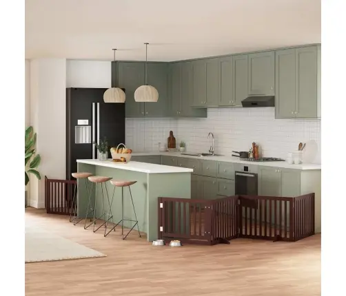 Suņu Vārti Ar Durvīm, Salokāmi, 6 Paneļi, 480 Cm, Papeles Koks Vidaxl