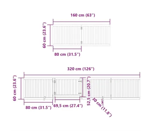 Suņu Vārti Ar Durvīm, Salokāmi, 8 Paneļi, 640 Cm, Papeles Koks Vidaxl