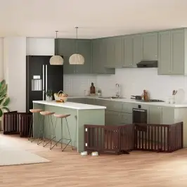 Suņu Vārti Ar Durvīm, Salokāmi, 12 Paneļi, 960 Cm, Papeles Koks Vidaxl