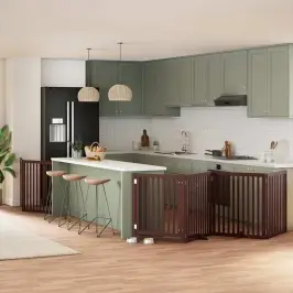 Kokkupandav Koeravärav Uksega, 6 Paneeli, Pruun 480 cm Pappel