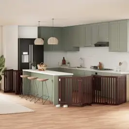 Suņu Vārti Ar Durvīm, Salokāmi, 12 Paneļi, 960 Cm, Papeles Koks Vidaxl