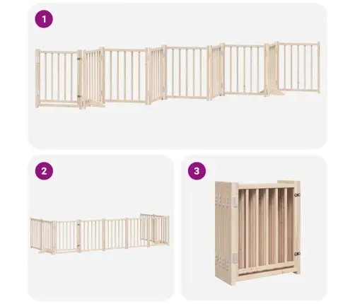 Suņu Vārti Ar Durvīm, Salokāmi, 9 Paneļi, 450 Cm, Papeles Koks Vidaxl