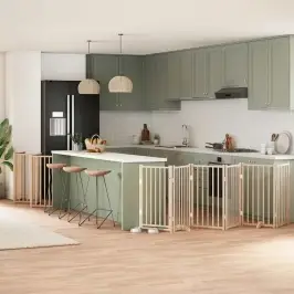 Suņu Vārti Ar Durvīm, Salokāmi, 15 Paneļi, 750 Cm, Papeles Koks Vidaxl