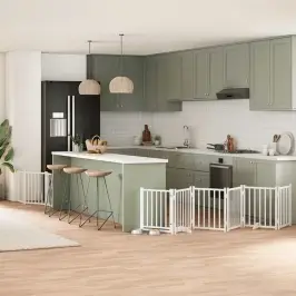 Suņu Vārti Ar Durvīm, Salokāmi, 9 Paneļi, 450 Cm, Papeles Koks Vidaxl