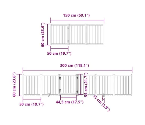 Suņu Vārti Ar Durvīm, Salokāmi, 15 Paneļi, 750 Cm, Papeles Koks Vidaxl