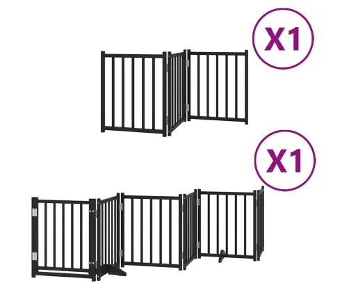 Varteliai Šunims Su Durimis, 9 Segmentai, Juodi, 450cm Tuopa