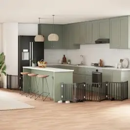 Suņu Vārti Ar Durvīm, Salokāmi, 9 Paneļi, 450 Cm, Papeles Koks Vidaxl