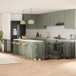 Kokkupandav Koeravärav Uksega, 9 Paneeli, Must 450 cm Pappel