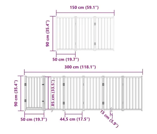 Varteliai Šunims Su Durimis, 12 Segmentų, Juodi, 600cm Tuopa