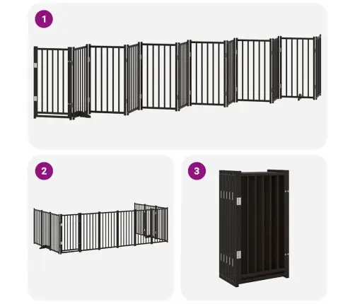 Varteliai Šunims Su Durimis, 12 Segmentų, Juodi, 600cm Tuopa