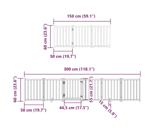 Suņu Vārti Ar Durvīm, Salokāmi, 12 Paneļi, 600 Cm, Papeles Koks Vidaxl