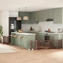 Suņu Vārti Ar Durvīm, Salokāmi, 15 Paneļi, 750 Cm, Papeles Koks Vidaxl