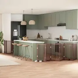 Suņu Vārti Ar Durvīm, Salokāmi, 9 Paneļi, 450 Cm, Papeles Koks Vidaxl