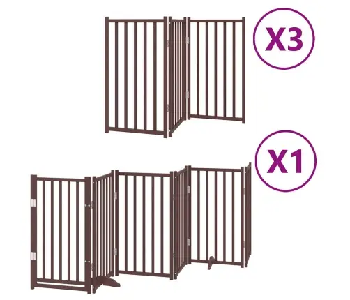 Kokkupandav Koeravärav Uksega, 15 Paneeli, Pruun 750 cm Pappel