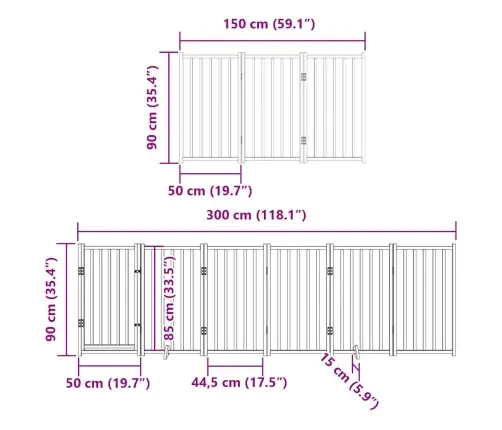 Kokkupandav Koeravärav Uksega, 15 Paneeli, Pruun 750 cm Pappel