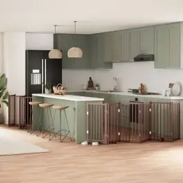 Kokkupandav Koeravärav Uksega, 15 Paneeli, Pruun 750 cm Pappel