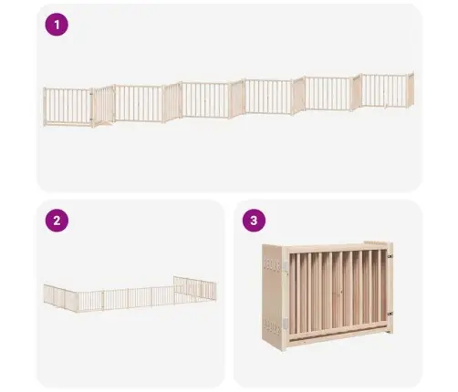 Varteliai Šunims Su Durimis, 12 Segmentų, 960cm Tuopos Mediena