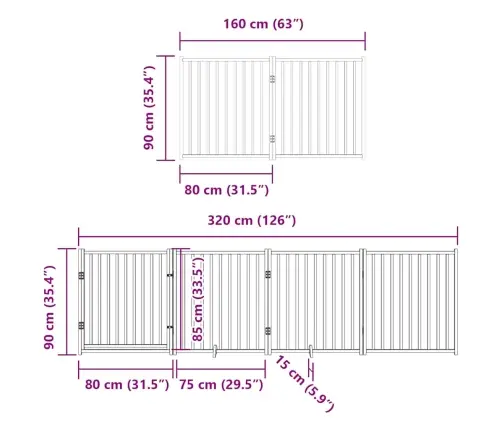 Varteliai Šunims Su Durimis, 12 Segmentų, 960cm Tuopos Mediena