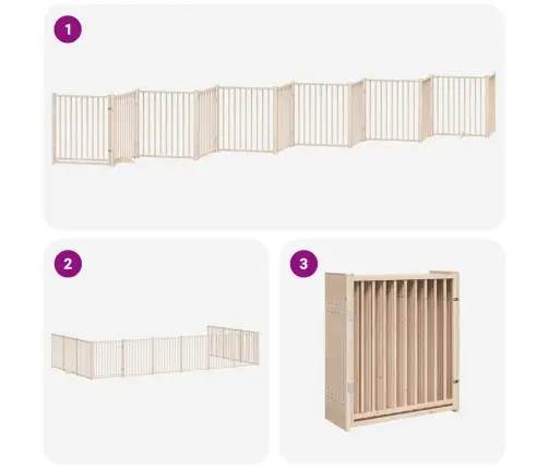 Varteliai Šunims Su Durimis, 12 Segmentų, 960cm Tuopos Mediena