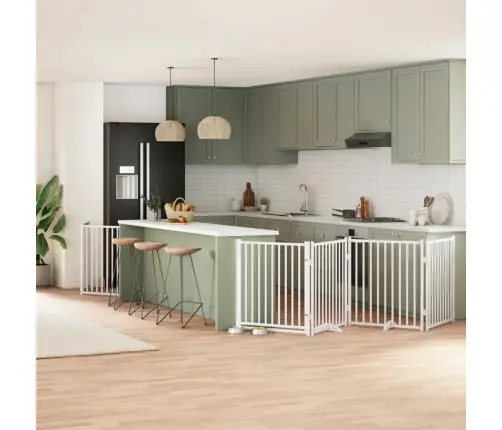 Varteliai Šunims Su Durimis, 8 Segmentai, Balti, 640cm Tuopa