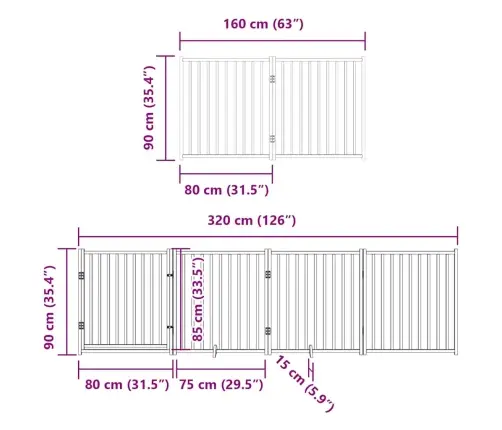 Suņu Vārti Ar Durvīm, Salokāmi, 10 Paneļi, 800 Cm, Papeles Koks Vidaxl