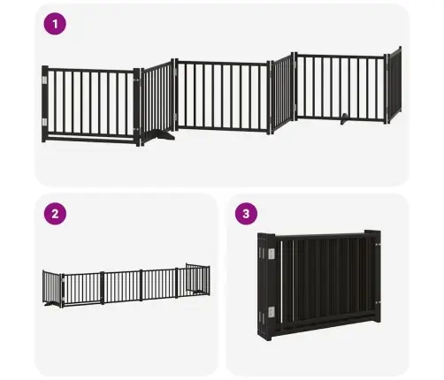 Suņu Vārti Ar Durvīm, Salokāmi, 6 Paneļi, 480 Cm, Papeles Koks Vidaxl