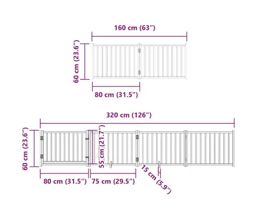 Suņu Vārti Ar Durvīm, Salokāmi, 6 Paneļi, 480 Cm, Papeles Koks Vidaxl