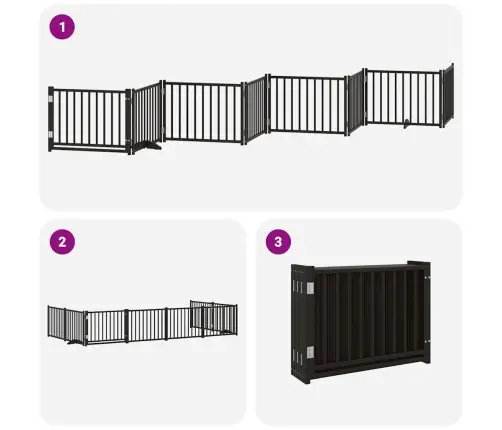 Varteliai Šunims Su Durimis, 8 Segmentai, Juodi, 640cm Tuopa