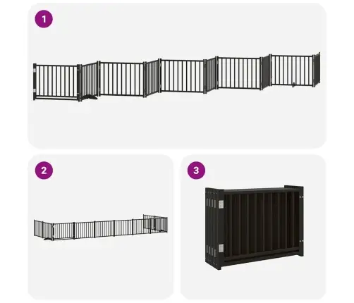 Varteliai Šunims Su Durimis, 10 Segmentų, Juodi, 800cm Tuopa