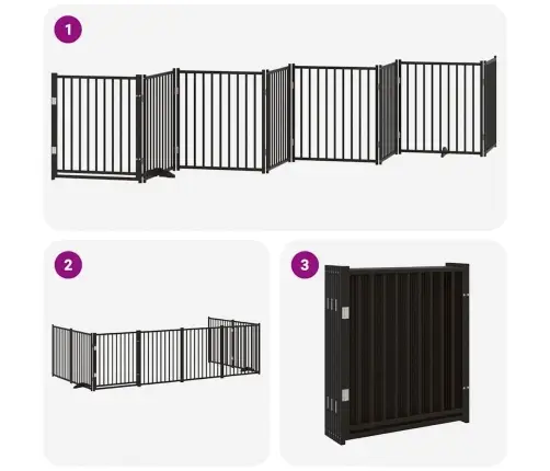 Varteliai Šunims Su Durimis, 8 Segmentai, Juodi, 640cm Tuopa