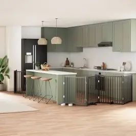 Suņu Vārti Ar Durvīm, Salokāmi, 12 Paneļi, 960 Cm, Papeles Koks Vidaxl