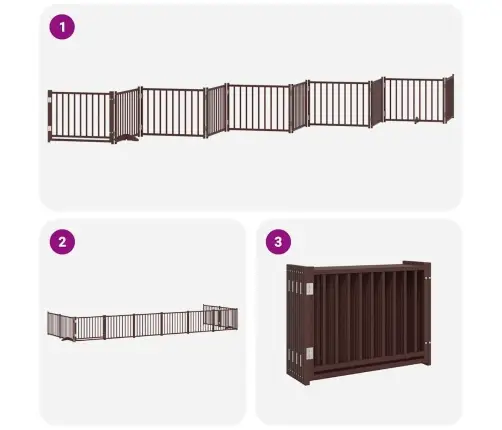 Kokkupandav Koeravärav Uksega, 10 Paneeli, Pruun 800 cm Pappel