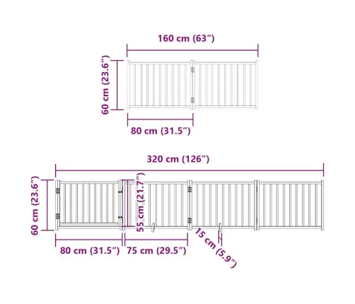 Kokkupandav Koeravärav Uksega, 10 Paneeli, Pruun 800 cm Pappel