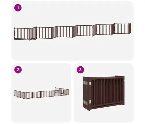 Suņu Vārti Ar Durvīm, Salokāmi, 12 Paneļi, 960 Cm, Papeles Koks Vidaxl